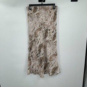 Cupcakes and Cashmere Womens Skirt Medium Snakeskin Beige White Pull On Classic